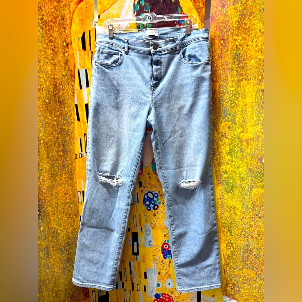 LOFT Light Blue Denim Boyfriend Jeans Size 10